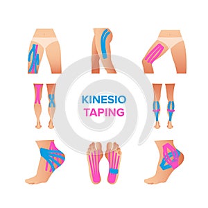 Kinesio taping vector illustrations