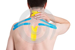 Kinesiology taping on human back