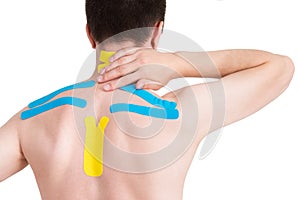 Kinesiology taping on human back