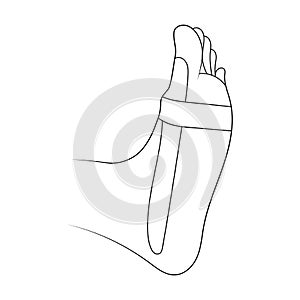 Kinesiology therapeutic sports tape on big toe bone sketch vector illustration