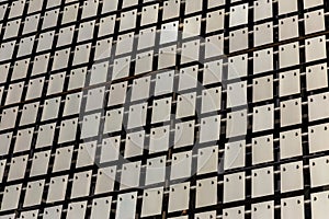 The kinetic facade of the building. Stainless steel metal plates