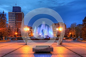 Kinetic fountain in downtown Resita, Romania photo