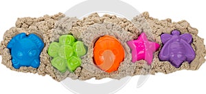 Kinetic sand with multicolored molds