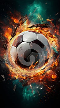 Kinetic soccer allure, Compelling poster capturing dynamic soccer ball action