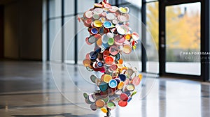 Kinetic Symphony: Recycled Materials Sculpture in Natural Daylight