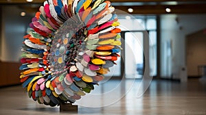 Kinetic Symphony: Recycled Materials Sculpture in Natural Daylight