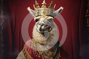 a king alpaca in his crown being self proud photo