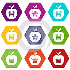 King apple icons set 9 vector