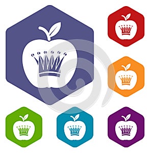 King apple icons vector hexahedron