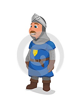 King Arthur in Knight Armor, Crown Emblem on Chest