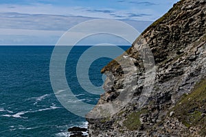 King Arthur`s face in profile on the cliff at Tintagel, Cornwall