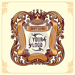 King Badges logo design template Floral Frame ornaments