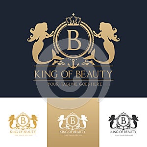 King beauty Mermaid Logo template