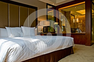 King bed marble bathroom five star hotel suite