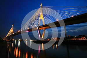 King Bhumibol Mega Bridge at twilight