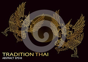 King birds outline thai tradition thai design vector