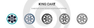 King cake icon in filled, thin line, outline and stroke style. Vector illustration of two colored and black king cake vector icons