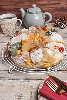 King Cake with nuts - Bolo Rei is a traditional Xmas cake with f