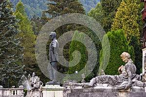 King Carol I Statue Situated in Front of Peles Castle, Sinaia, Prahova, Romania