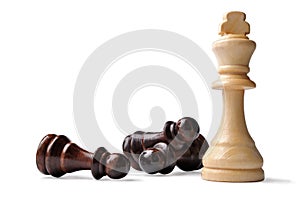 King chess piece with opposition pawns