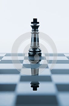 King chess piece reflected in chessboard