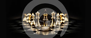 King chess pieces stand first of team concepts of leadership or wining to challenge or battle fighting of business team player and