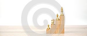 King chess pieces stand on pyramid concepts of challenge of leader business team or teamwork volunteer or wining and leadership
