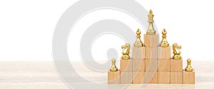 King chess pieces stand on pyramid concepts of challenge of leader business team or teamwork volunteer or wining and leadership