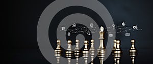 King chess pieces with teamwork concepts of leadership or wining challenge strategy and battle fighting of business team player
