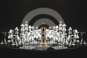 King chess stand on chessboard concepts of competition challenge of leader business team or teamwork volunteer or wining and