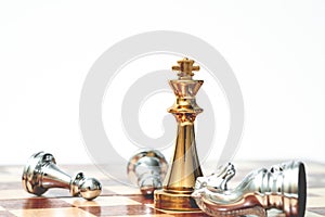 King chess take over all the enemies. Business strategy and competitive concept