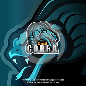 A king cobra ready to attack. With poisonous venom. Cobra snake mascot logo
