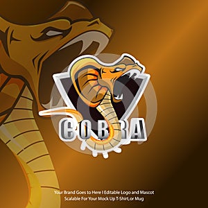 A king cobra ready to attack. With poisonous venom. Cobra snake mascot logo