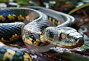 King cobra snake in natural habitat. Close up portrait