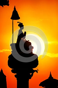 King column silhouette in Bhaktapur