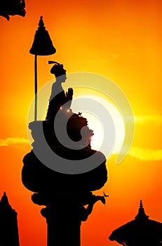 King column silhouette in Bhaktapur photo