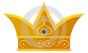 King crown icon. Royal golden ruler symbol