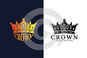 king crown, queen, king privilege logo design with modern and minimalist
