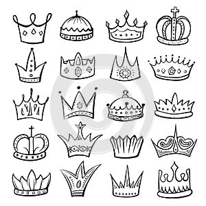 King crown sketch icon, monarch and royalty emblem