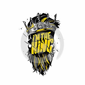 King beard and crown vector illustration.