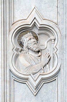 King David, relief on the facade of Basilica of Santa Croce in Florence