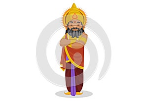 King Dhritarashtra Vector Cartoon Illustration