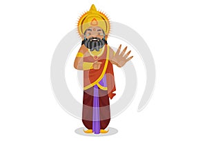 King Dhritarashtra Vector Cartoon Illustration