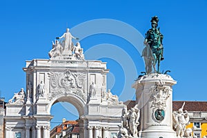 King Dom Jose I statue and Triumphal Arch, Lisbon photo