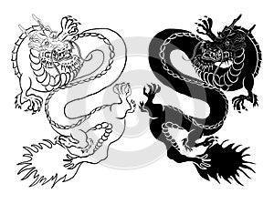 King Dragon tattoo.cartoon vector for t-shirt.