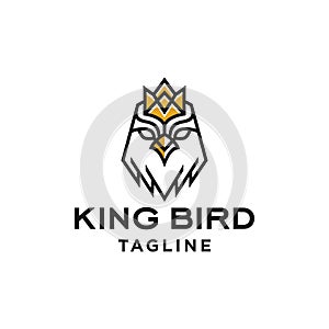 King eagle with crown abstract geometric logo icon design in luxury minimal line art style