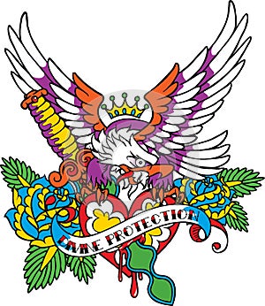 king eagle logo tatto style ink vector download
