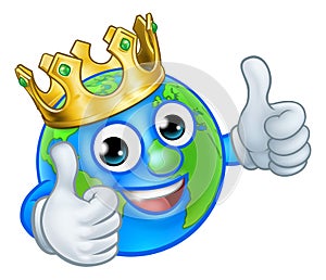 King Earth Globe World Mascot Cartoon Character