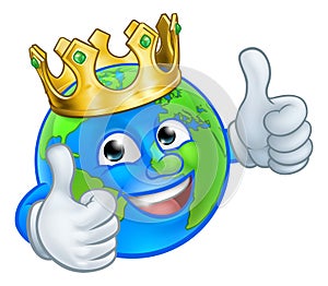 King Earth Globe World Mascot Cartoon Character