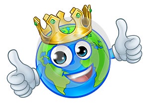 King Earth Globe World Mascot Cartoon Character